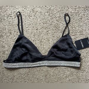 Forever 21 black silk and silver sparkle bralette NWT size medium